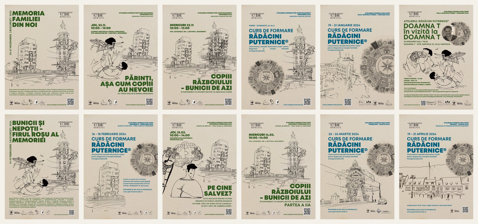 Twelve posters from Bucharest, Cluj-Napoca, Timișoara and Brașov