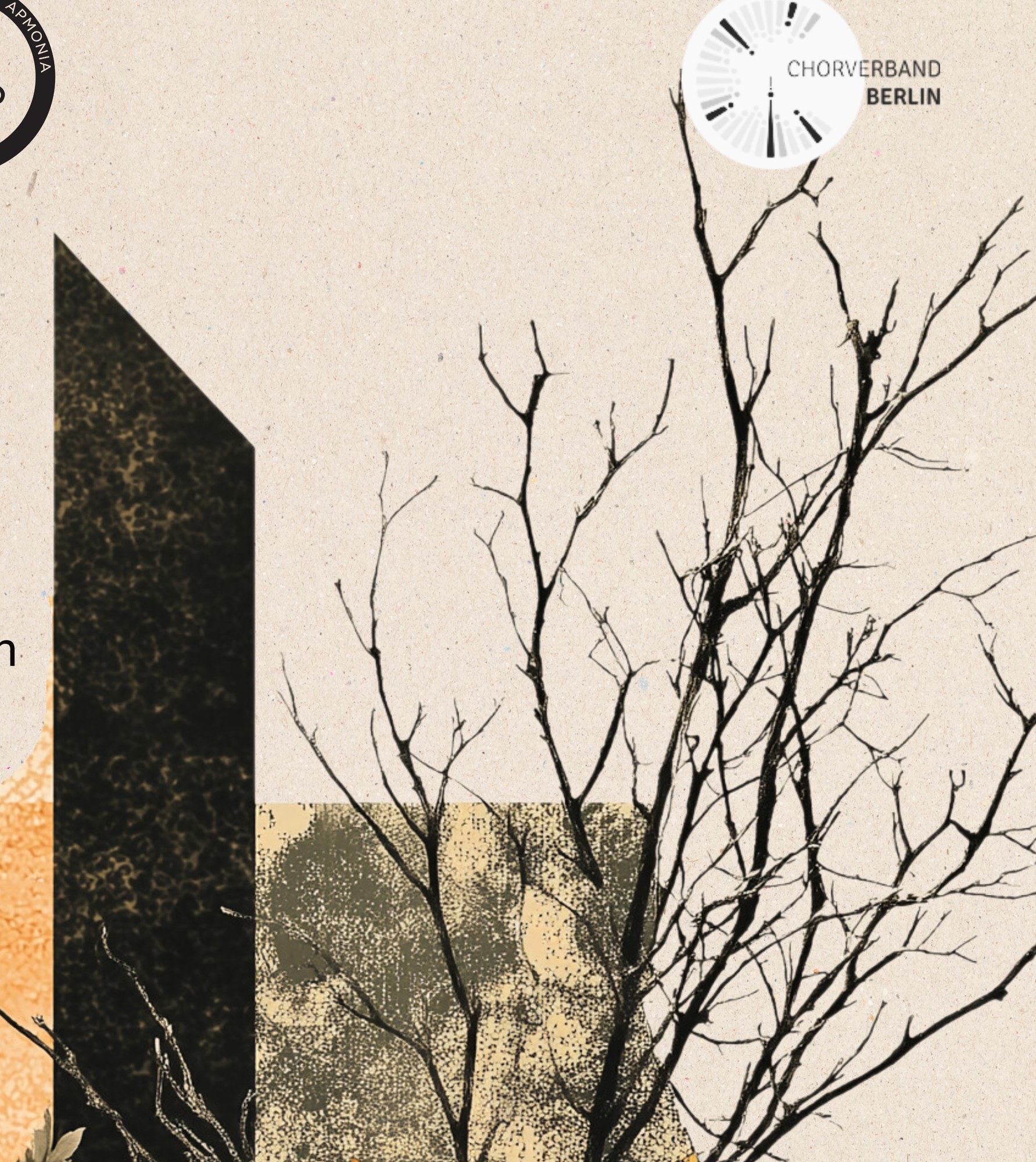 Close-up: bare branches over the dark block and the paper texture