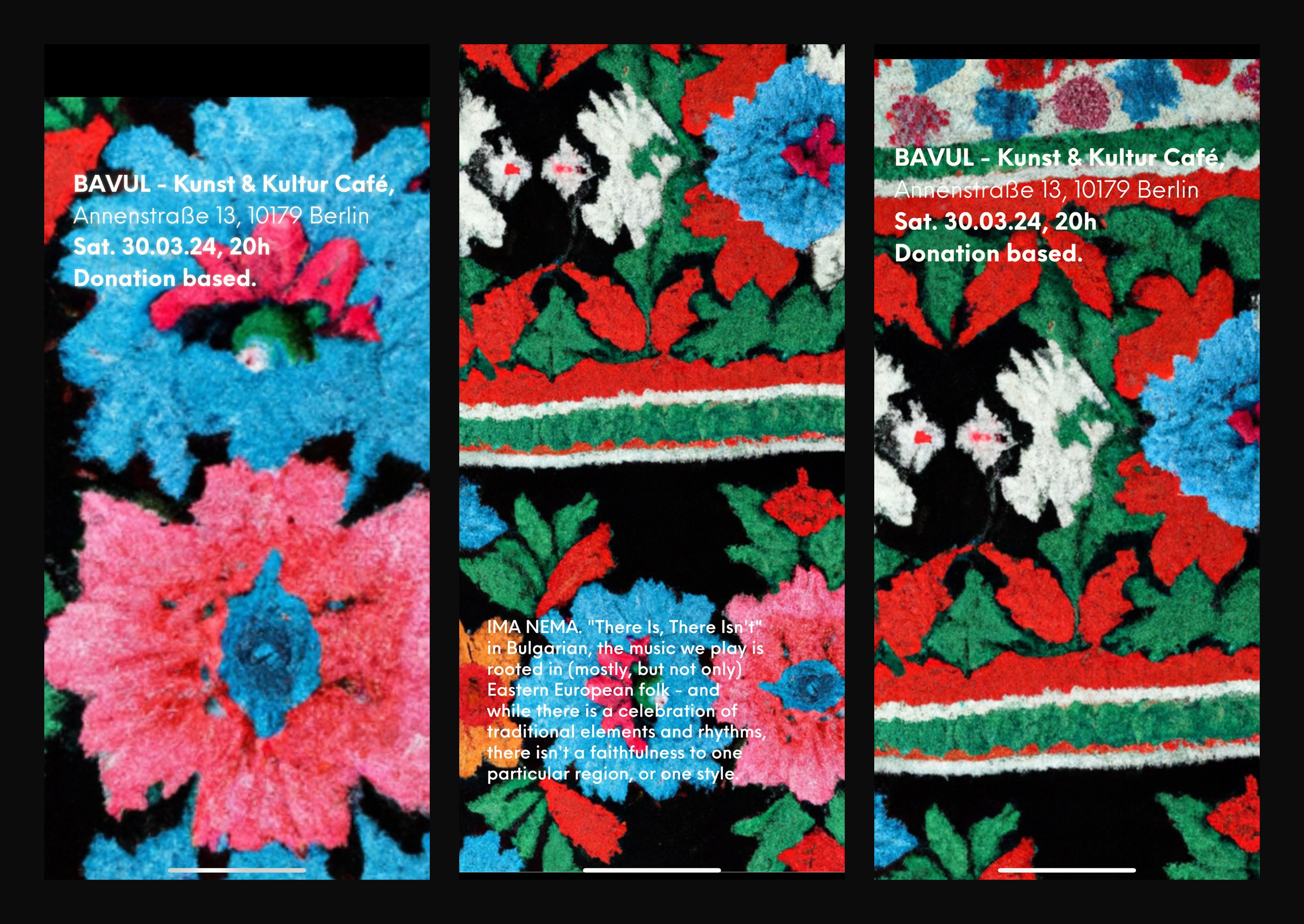 Three stories for the 2024 concert, each a different part of the textile