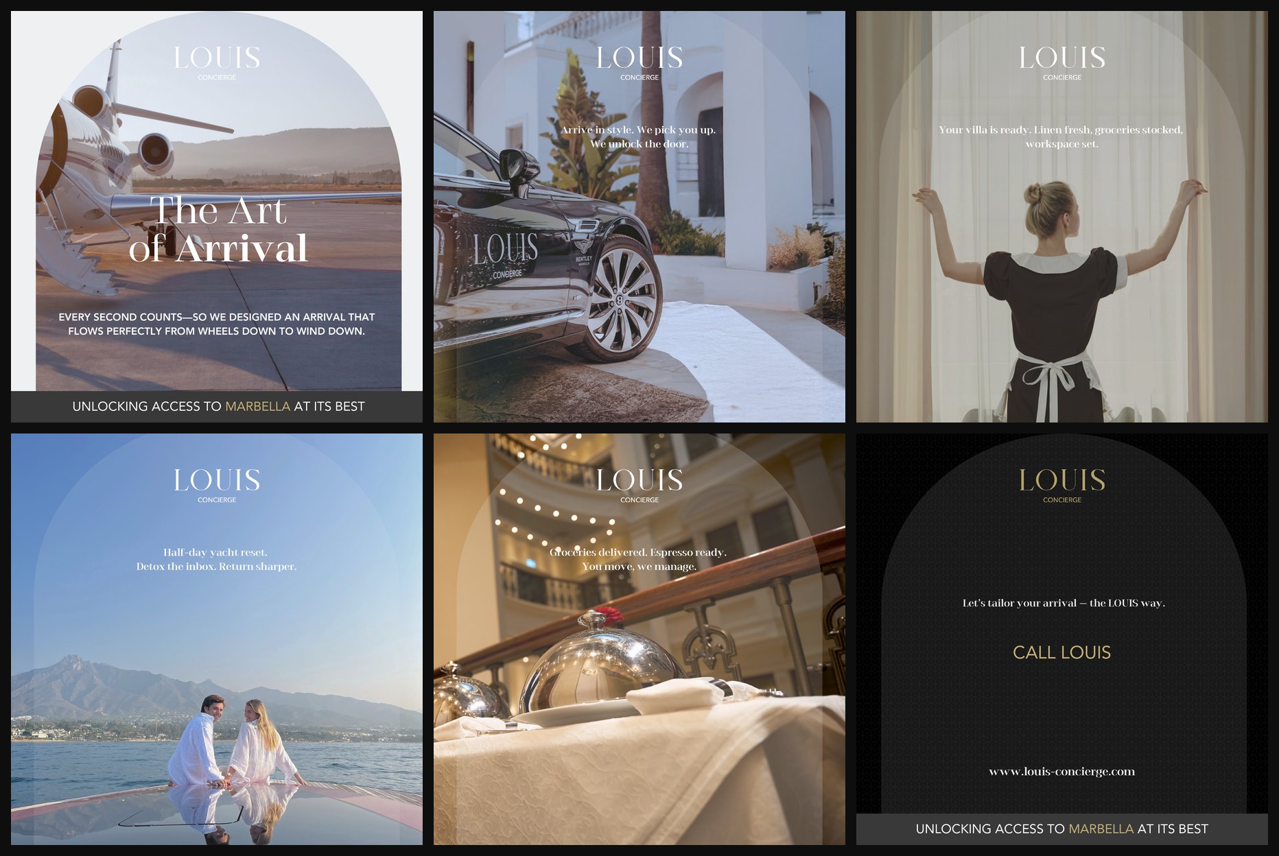 The six slides of The Art of Arrival in a row
