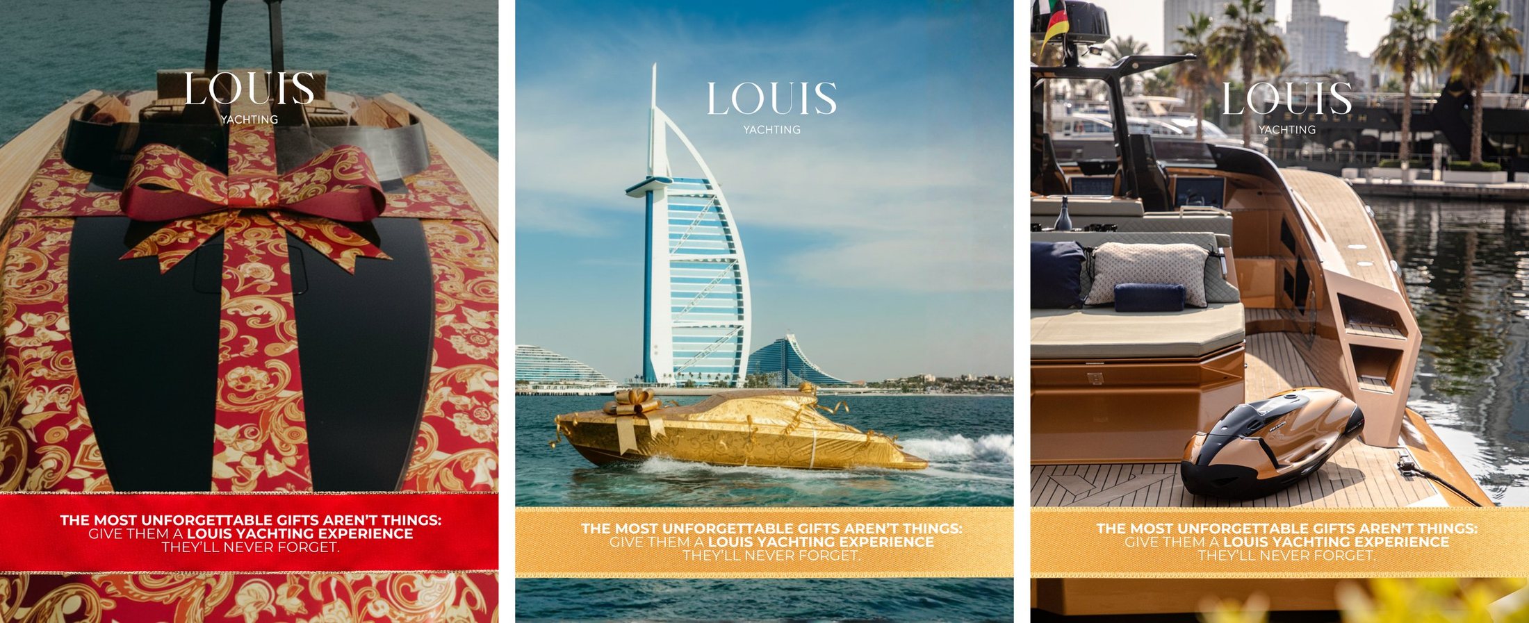 The gift posts: red band in Marbella, gold band in Dubai