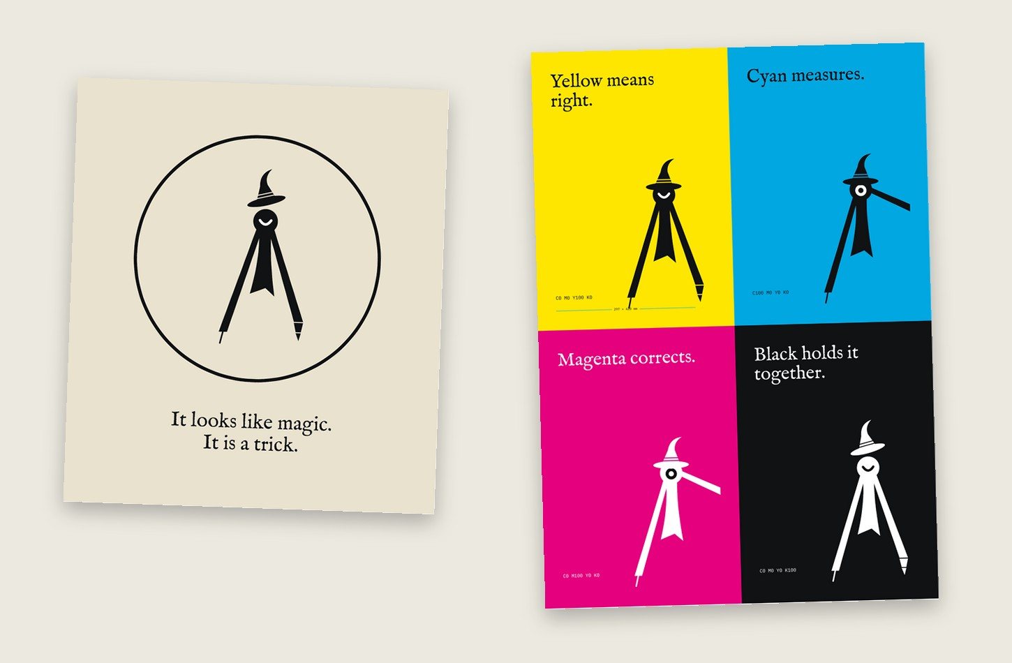 The tote bag and the ink poster, laid flat