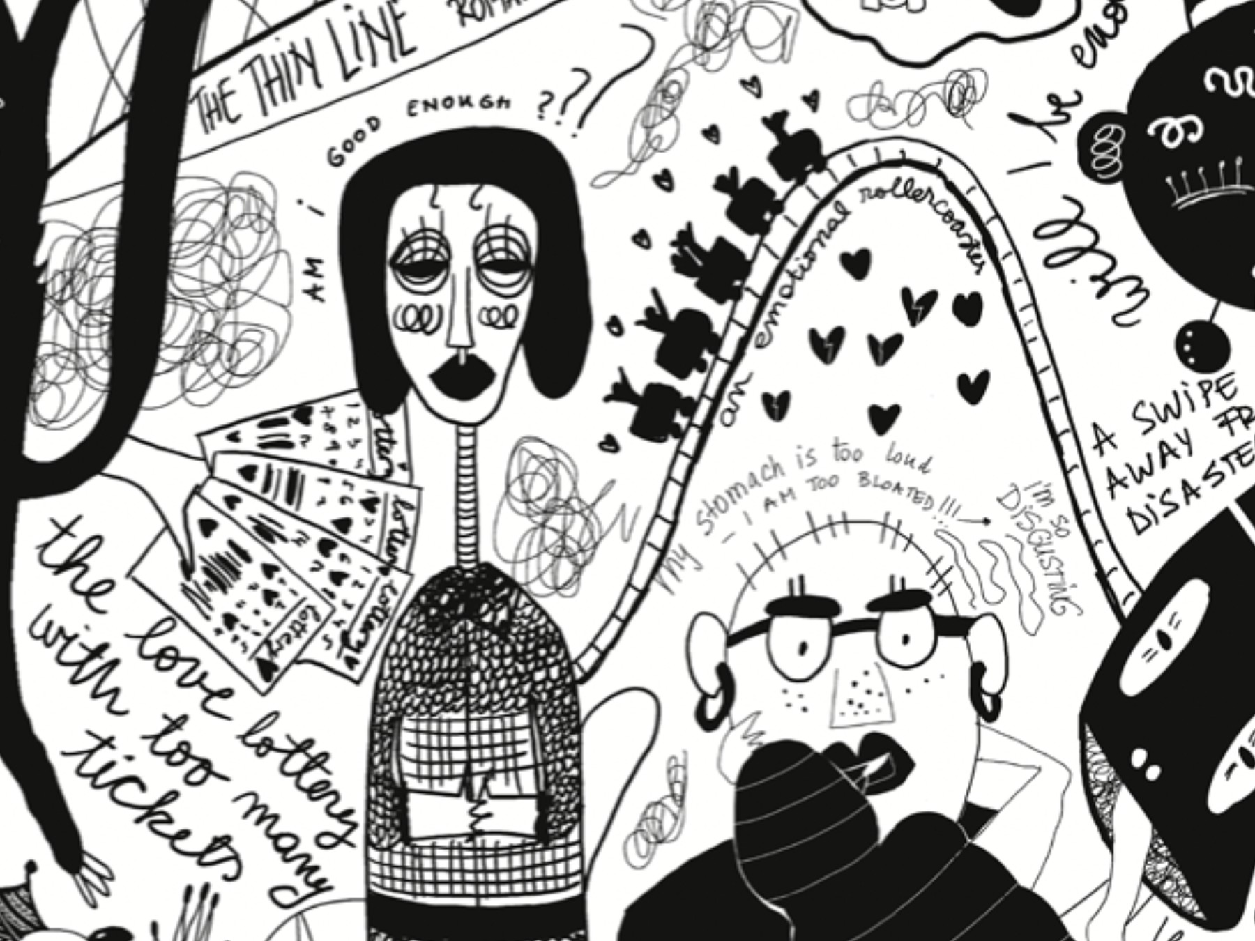 Close-up of the dating drawing
